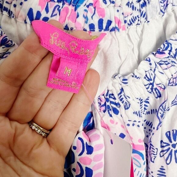 NEW Lilly Pulitzer ABIGALE OFF THE SHOULDER MIDI DRESS White Time To Shine SZ M - Picture 10 of 14